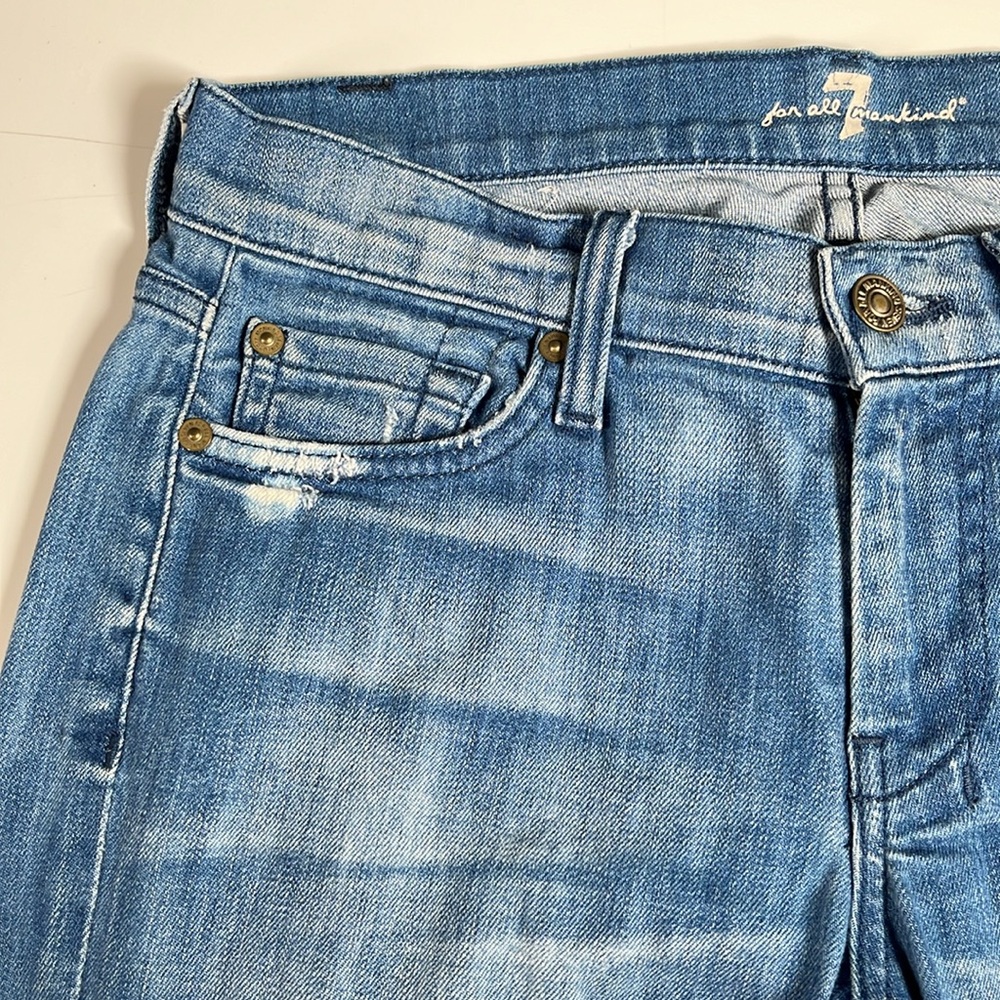 7 For All Mankind Dojo Vintage Distressed Ripped Jeans Medium Wash Cotton 27 - Picture 4 of 10